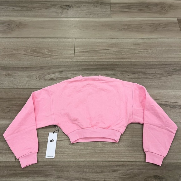 Alo Yoga 💗 NWT Cropped Accolade Crewneck in Sweet Pink - S - Picture 12 of 12